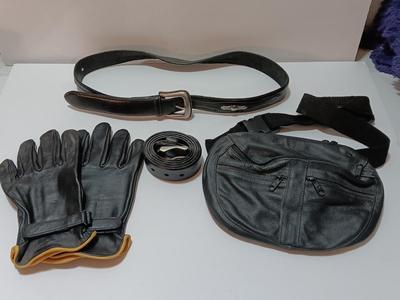Leather belt - CAT Leather gloves - and a conceal carry pouch
