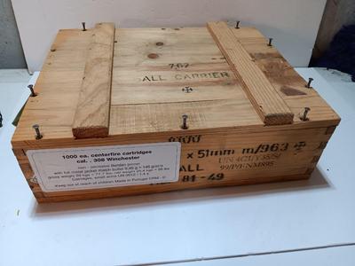 Empty wooden Ammunition box - wooden crate with lid