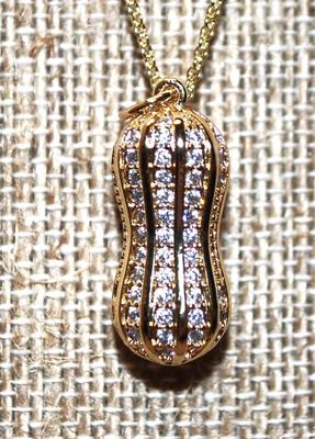 Unique "Peanut & Pearls" Necklace (19" L ) with 2 Large Pearls and Glittery Stones Cover (¾")