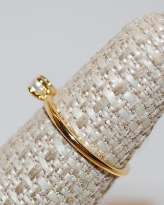 Size 6¼ Classic Pearl & CZ Ring on a 14k Gold Plated Band (1.0g)