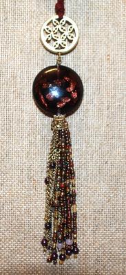 "Coldwater Creek" Elegant Heavy Beaded Swag and Chain Necklace with Disc Accents 26" L
