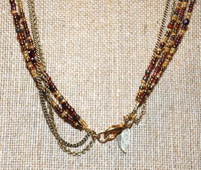 "Coldwater Creek" Elegant Heavy Beaded Swag and Chain Necklace with Disc Accents 26" L