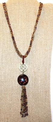 "Coldwater Creek" Elegant Heavy Beaded Swag and Chain Necklace with Disc Accents 26" L
