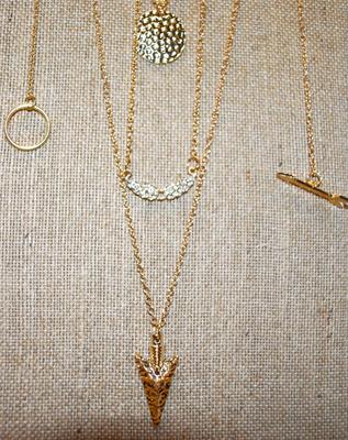 Multi-Layered Angel Wing, Spear & Arrow Rose Gold Necklace 28" L