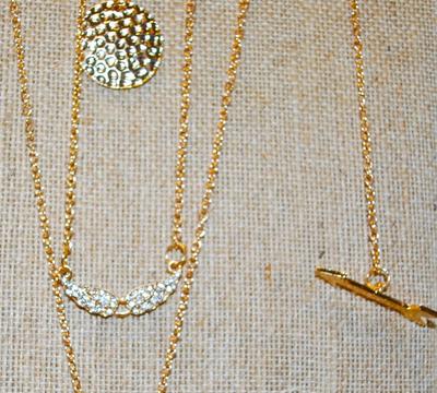 Multi-Layered Angel Wing, Spear & Arrow Rose Gold Necklace 28" L