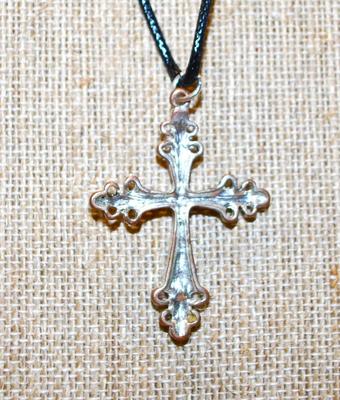 Aqua Blue Stones Cross PENDANT (1¾