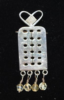 .925 Silver Metal Perforated Double Hook PENDANT (2¾