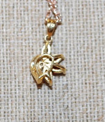 4 Garnets & Clear Stones Accents PENDANT (1" x ½") on a Rose Gold Chain Necklace 18" L