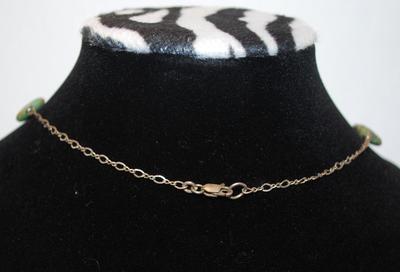"LakeStone" (Lake Michigan) Necklace with Mother-of-Pearl & Jade-Style Accents 18" L