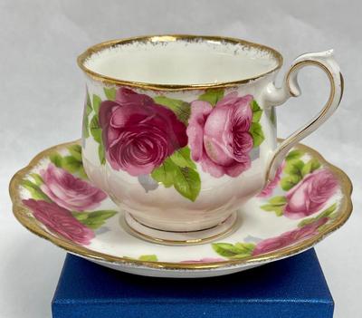 Tea Cup and Saucer Pink Roses Royal Albert Bone China Old English Roses