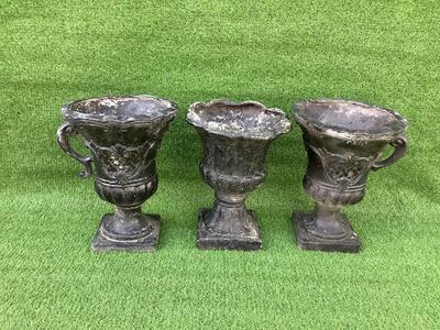 117 Three Outdoor Victorian Style Pedestal Urn Planters