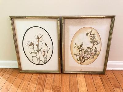 LOT 118: Pair of Signed Lois Framed Floral Wall Hangings