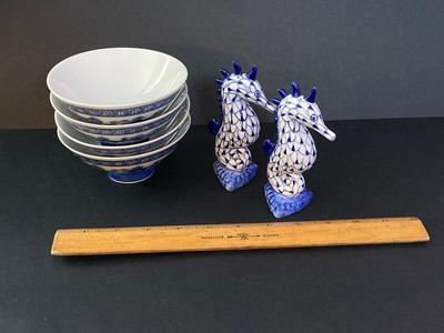 LOT 143: Nautical Themed Serving Collection - Signed Pottery, Mudpie. Glass and More
