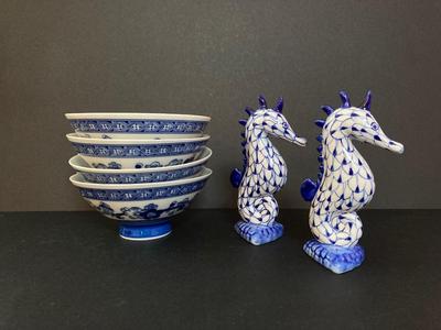 LOT 143: Nautical Themed Serving Collection - Signed Pottery, Mudpie. Glass and More
