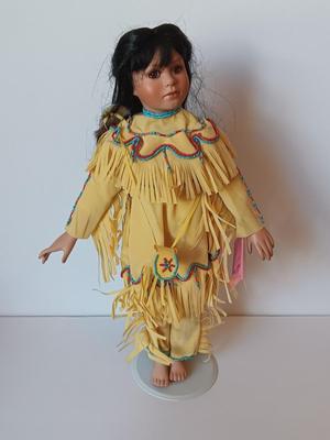 Paradise Galleries Porcelain Native American doll