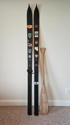 Vintage Skis and a Canoe Paddle (BD-DW)