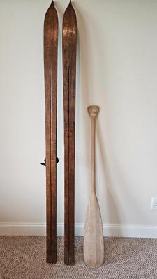 Vintage Skis and a Canoe Paddle (BD-DW)