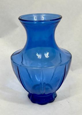 Vintage Cobalt Blue Glass Vase Floral Bouquet Decor