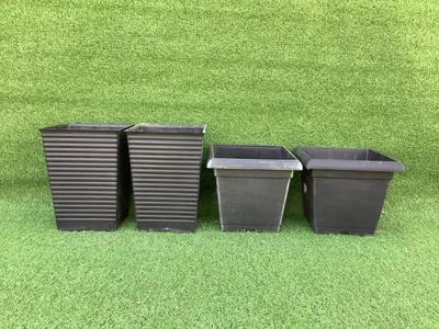 145 Lot of Black Square Plastic Planters