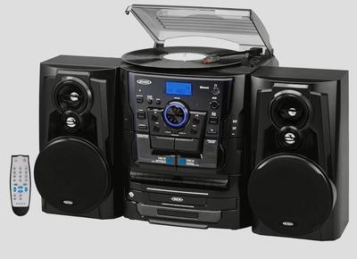 NIB! - Jensen Bluetooth 3 Speed Stereo Turntable 3 CD Changer Music System with Dual Cassette Deck, Pitch Control and Remote Control