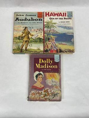 3 pc Lot Landmark Books Children’s Historical Novel Series - Hawaii, Audubon, Dolly Madison