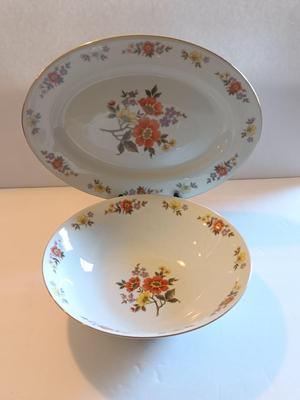 Dynasty fine China DALIAN Pattern vegetable bowl and platter