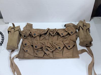 Three military issued canvas ammunition pouches / bags marked 1974 & 1972