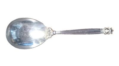 Georg Jensen Sterling Silver Acorn Large Solid Serving Spoon Denmark