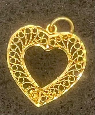 Gold Tone Metal Heart Pendant