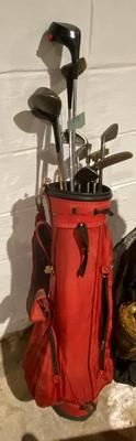 Bag of Golf Clubs and Golfing Essentials
