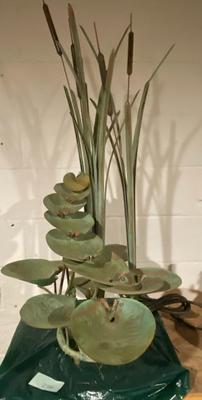 Metal Cattails and Lily-pad Water Fountain