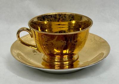 Find bone China teacup and saucer gold 22 kt gold