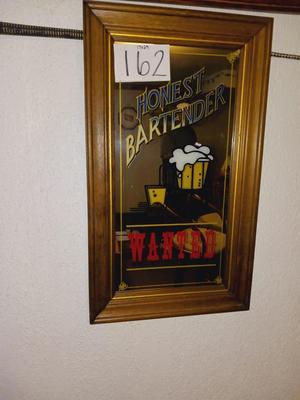 MIRRORED "HONEST BARTENDER WANTED" SIGN