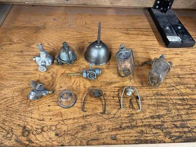 Really Neat Vintage sight glasses and Oil can