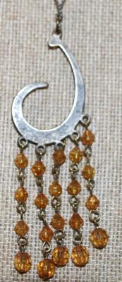 G-Swing Dark Bronze Style Necklace with Light Brown 5 String Dangles on a Dark Chain 16" L