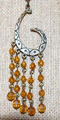 G-Swing Dark Bronze Style Necklace with Light Brown 5 String Dangles on a Dark Chain 16" L