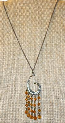 G-Swing Dark Bronze Style Necklace with Light Brown 5 String Dangles on a Dark Chain 16" L