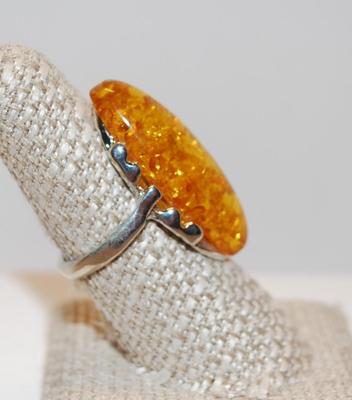 Size 8¼ "Jurassic Amber" Styled Large "Gel" Oval Ring (7.0g)