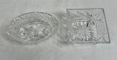 2 Small Crystal Footed Serving Dishes for Nuts / Candy