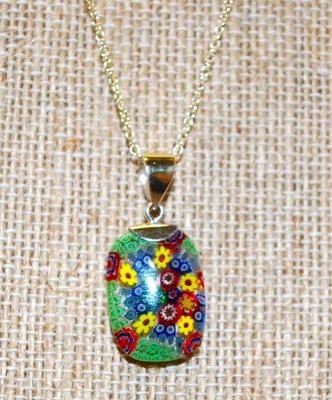 Delicate Flowered Acrylic PENDANT (1" x ½") Necklace 18" L