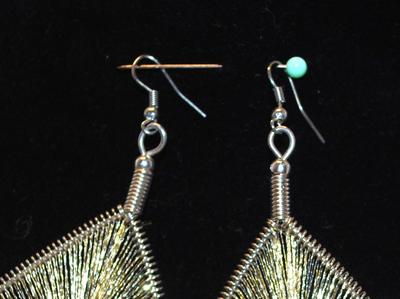 Gold Lame' Styled Threaded Teardrop Earrings 3½