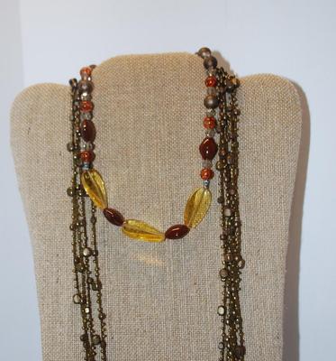 2 Ambers and Browns Stones Necklaces 1 @ 12" & 1 @ 32"