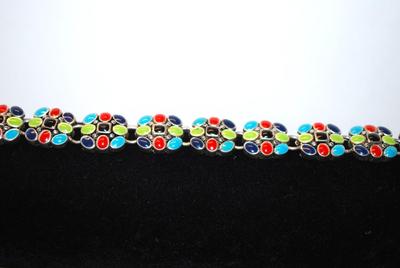 9 Clusters Each with 9 Multicolor Stones Bracelet with Magnetic Clasp 7½" Full Length