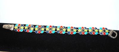 9 Clusters Each with 9 Multicolor Stones Bracelet with Magnetic Clasp 7½" Full Length