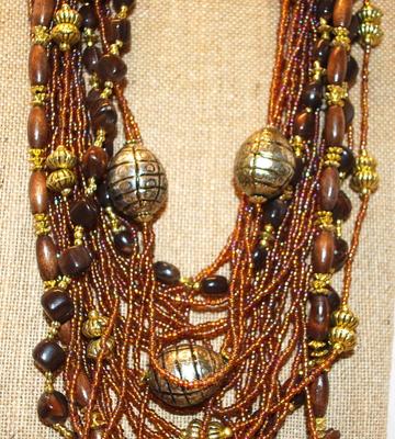 Barrels & Beads & Strings, Oh My - Very Busy and Interesting Necklace 24" L