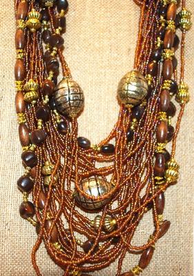 Barrels & Beads & Strings, Oh My - Very Busy and Interesting Necklace 24" L