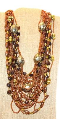 Barrels & Beads & Strings, Oh My - Very Busy and Interesting Necklace 24" L
