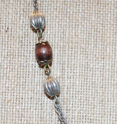 Brown & Silver Barrels Necklace 16