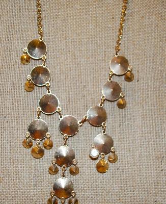 Heavily Faceted Clear Glass "Mirror" Circles Necklace 24" L
