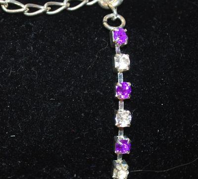 Dainty Purple & Clear Stones Bracelet 7"